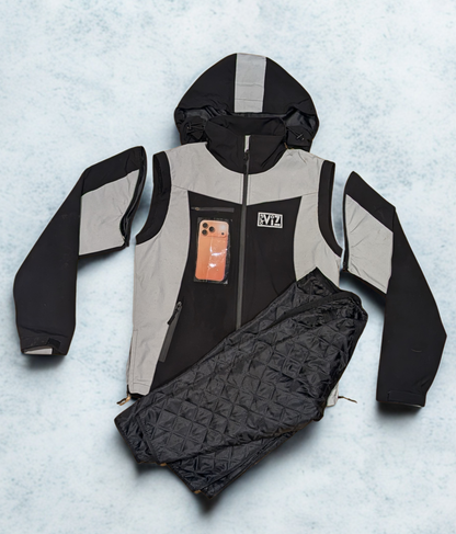 Preorder Now: The CapturViz Reflect/Deflect  3-in-1 Coat - Reflective, Water & Windproof, Versatile 3 Ways To Wear, Removable Liner & Sleeves, POV Clear Phone Pocket, Hidden Back Pack & Hood, Waterproof Zips.