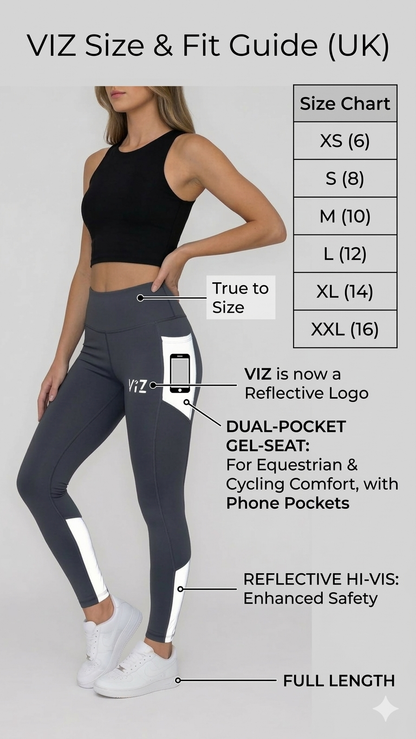 CapturViz Leggings Dual-Purpose Reflective Gel-Seat  for Equestrians Cyclists & Night Runners with Integrated Gel Seat Dual Phone Pockets 360° Reflective Tech & Squat-Proof Fabric